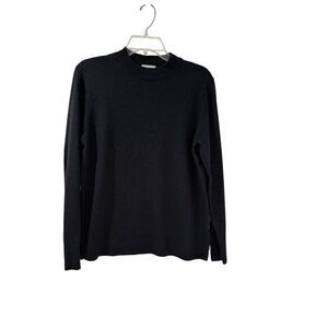 Sunspel England black fine merino wool crewneck sweater size L #33-1892